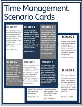 Preview of Time Management Skills Scenario Cards