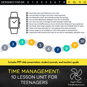 Preview of Time Management Unit: 10 lessons with PPT and student journals