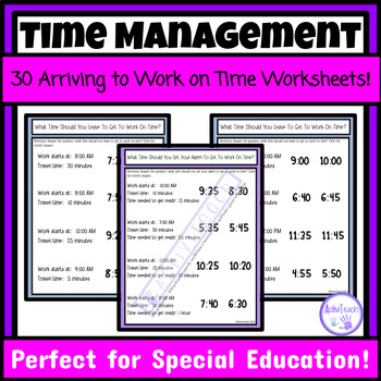 Preview of Time Management Worksheets Packet Getting to Work on Time Special Education