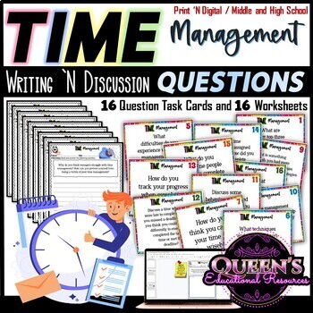 Preview of Time Management Writing and Discussion Questions | Time Management Worksheets
