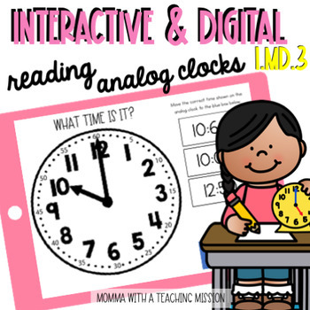 Preview of Time Nearest Hour/Half Reading a Clock Hour Google Drive Classroom Interactive