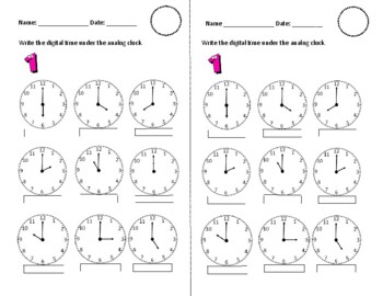 oclock worksheets teaching resources teachers pay teachers