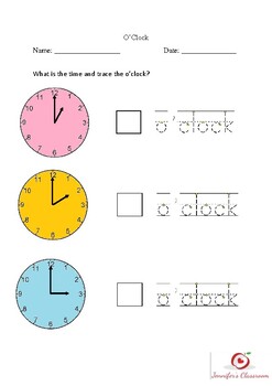 Time: Tracing Worksheet by Jennifer's Classroom | TPT