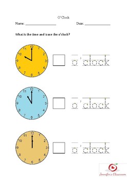 Time: Tracing Worksheet by Jennifer's Classroom | TPT