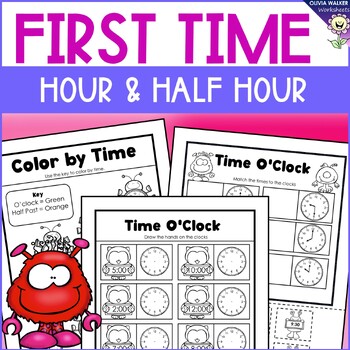 Preview of Time - O'clock and Half Past,  Worksheets, Printables, Digital, Analogue