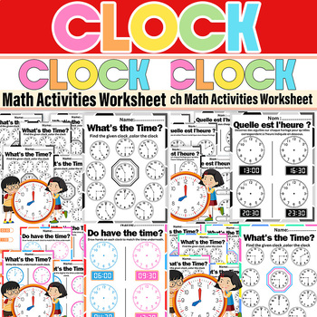 Preview of Time - O'clock and Half-hour Worksheets | Analog Clock Time Practice Printables