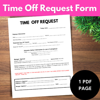 Preview of Time Off Request Form