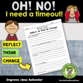 Time Out | Improve Behavior | Reflection Page