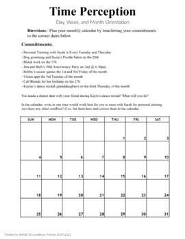 Preview of Time Perception - Calendar Activities - Problem Solving - Scheduling