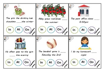 Time Prepositions task cards by Uliana Senkiv |