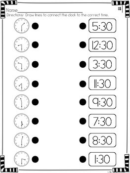 time worksheets hour half hour homework seat work