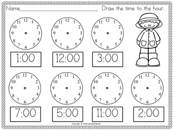 Time Printables for Practicing Analog and Digital Clocks Hour and Half-Hour