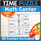 Time Puzzle Math Activity  | Time to the Hour, Half Hour, 