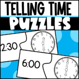 Time Puzzles: Hour and Half-Hour Telling Time Clocks