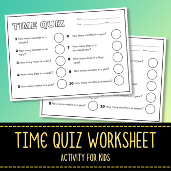 Preview of Time Quiz Math Worksheet - Number Counting Practice Sheet - Short Assessment