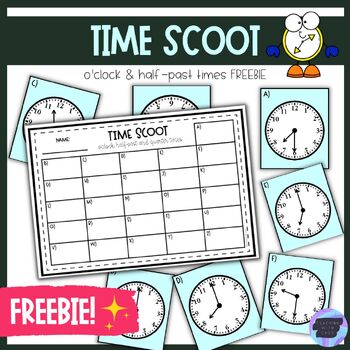 Preview of Time Scoot | O'Clock & Half-Past times | Freebie