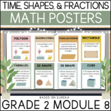 Time, Shapes, & Fractions BOHO - based on Eureka Grade 2 Module 8