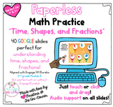 Time, Shapes, and Fractions Paperless Google Slides Games 