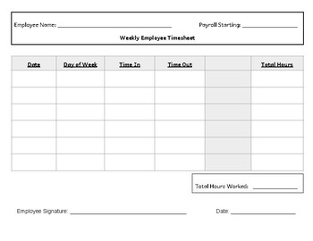 Preview of Time Sheet