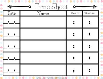 Preview of Time Sheet/Card