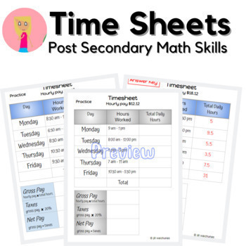 Preview of Time Sheet Worksheet - ESL/Special Education/Vocational Ed Worksheet