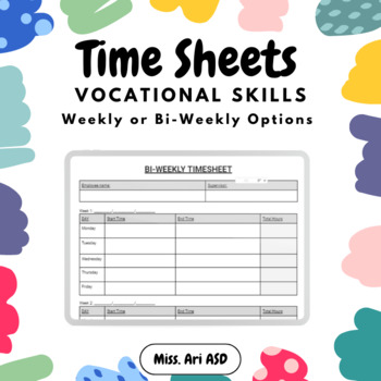 Preview of Time Sheets for Vocational Training FREEBIE | ASD | MOCI-MICI | SPED |