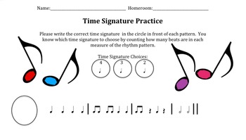 Time Signature Identification Practice by Treble in the Classroom