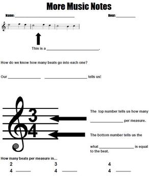 Preview of Time Signature & Measure Worksheet or Handout