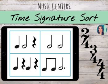 Preview of Time Signature Sorting Task Cards for Meter Music Centers