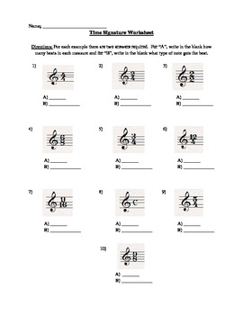 Preview of Time Signature Worksheet
