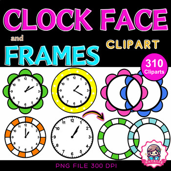 Preview of Time-Telling : Analog Clock Face Clipart Every 5 Minutes Collection | Clipart