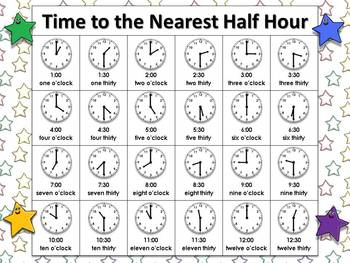 telling time half hour matching worksheets elapsed