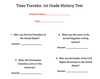 Preview of Time Traveler: 1st Grade History Test Prep Kit - 10 Questions