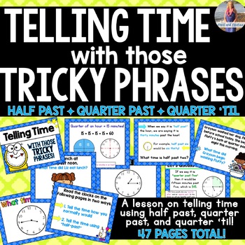Preview of Time "Tricky Phrases" Lesson (quarter to & quarter past)!