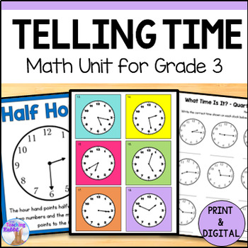 Preview of Telling Time Unit - Grade 3 Math (Ontario) - Hour, Half Hour, Nearest Minute