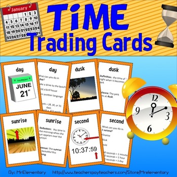 Preview of Time Vocabulary Trading Cards