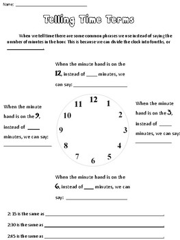 Preview of Time Vocabulary Guided Notes