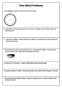 Preview of Time Word Problems