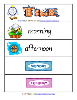 Preview of Time Word Wall Math Resource - 4 pages