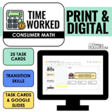 Time Worked Consumer Math Task Cards | Digital Included