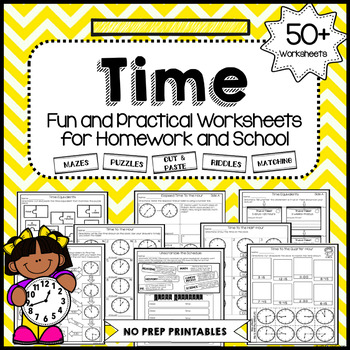 Preview of Telling Time Worksheets No Prep