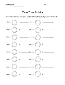 time zone activity by stayathometeacher teachers pay teachers