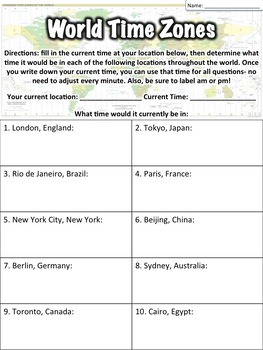 time zones by middle school history and geography tpt