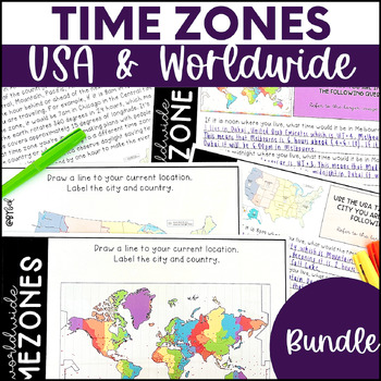 Preview of Time Zones for Mapping Skills, Critical Thinking and Math Integration