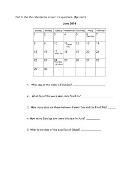 Time and Calendar Quiz by Brianne Bossard | Teachers Pay Teachers