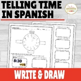 Telling Time in Spanish Worksheets and the verb Ir Write and Draw