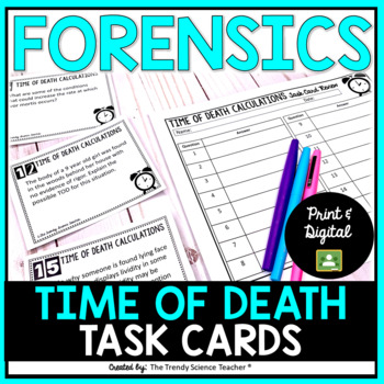 Preview of Time of Death Calculations Task Cards (Print & Digital)