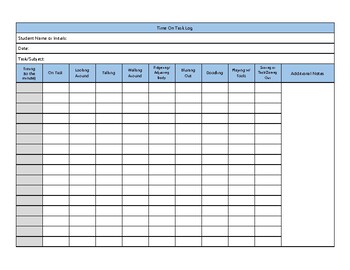 Time on Task Log by Caitlin Mundt | Teachers Pay Teachers