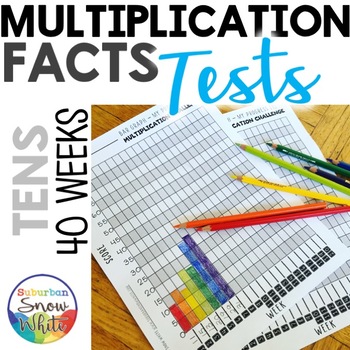 Preview of Multiplication Facts Tests Quizzes Practice for Growth Mindset: Tens 10s
