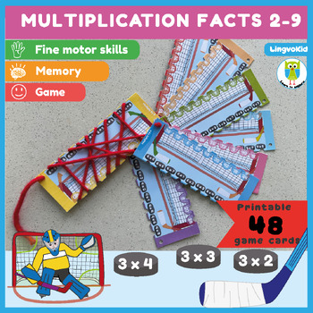 Preview of Time tables game cards | Hockey game | Multiplication facts | 48 cards